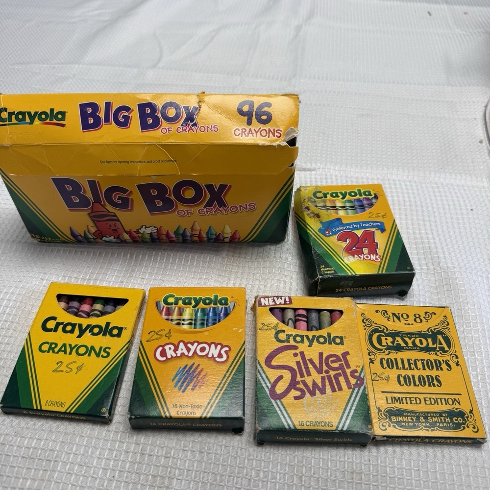 6 Vtg Crayola Crayons Mixed Lot Discontinued Colors Dandelion New & Used